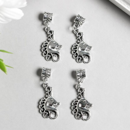 Bale with a suspension metal for creativity "Unicorn Head" silver 3.6 cm-1