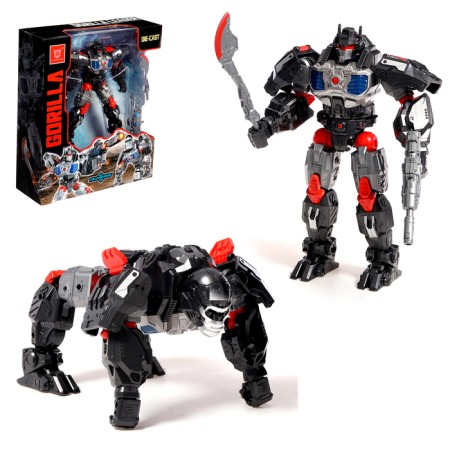 Gorilla robot, with metal elements, is transformed