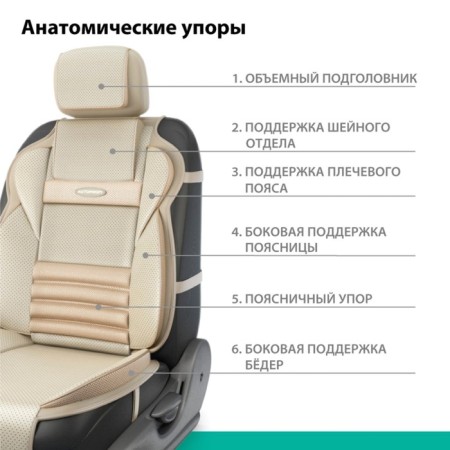 Kittens on the seat Orthopedic Multi Comfort, 6 stops, 3 objects, eco -leather, beige-2