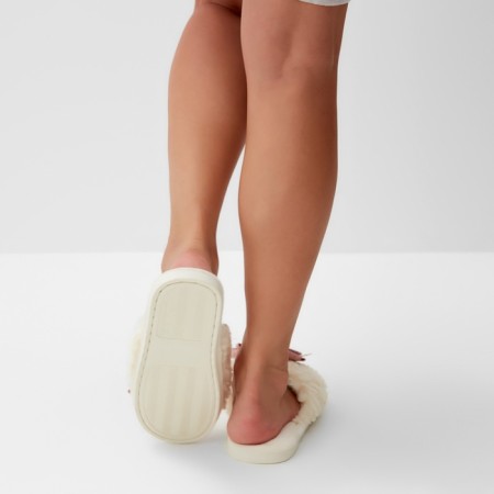 Women's slippers with an open nose, size 40-41, pink bow-2