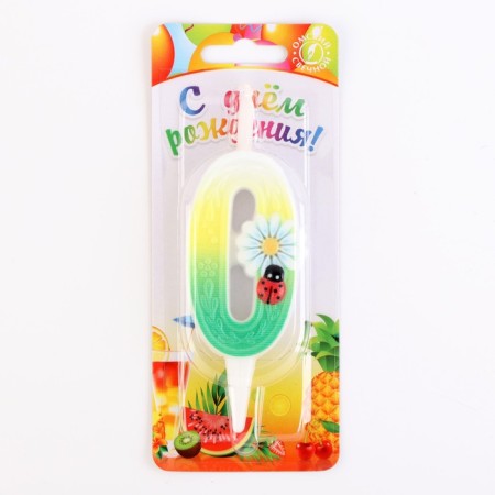 Candle for the cake "Chamomile", 10.2 cm, multi -colored number "0"-2