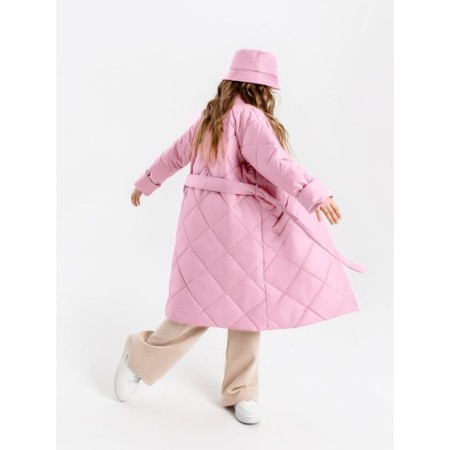 Пальто стёганое для девочек AmaroBaby TRENDY, рост 116-122 см, цвет розовый-11
