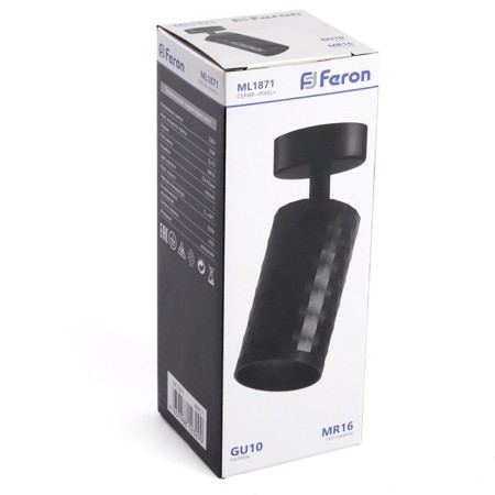 The lamp wall-flowing Feron ML1871, IP20, GU10, 35 W, 55x55x165 mm, black color black-9