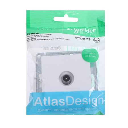 Television socket SE AtlasDesign 4DB, passing, mechanism, white, Atn000192-1