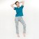 Female set (T -shirt, trousers), turquoise color, size 54