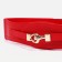 Women's belt, width 6 cm, elastic band, metal buckle, red color
