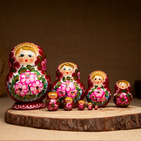 Flot "flowers", pink dress, 10 puppet, 12-14 cm