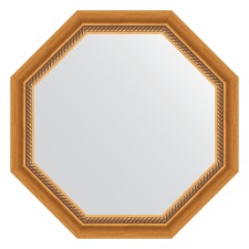Mirror in the baguette frame, aged gold with weaving 70 mm, 68x68 cm