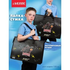 A3 folder with handles, plastic, lightning from above, Devente Superhero, 467 x 338 x 100 mm, inner pocket