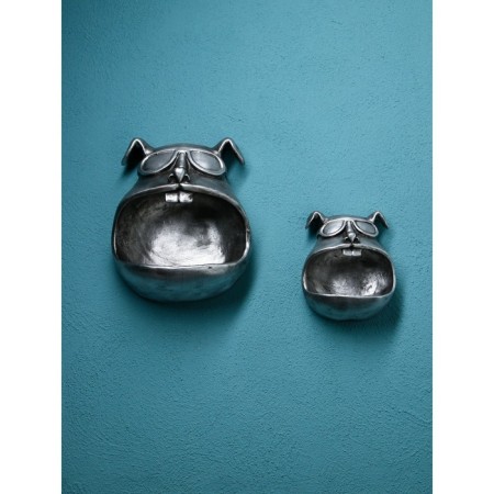 Set of wall figures "Dog", polystone, 25 cm, silver color-3