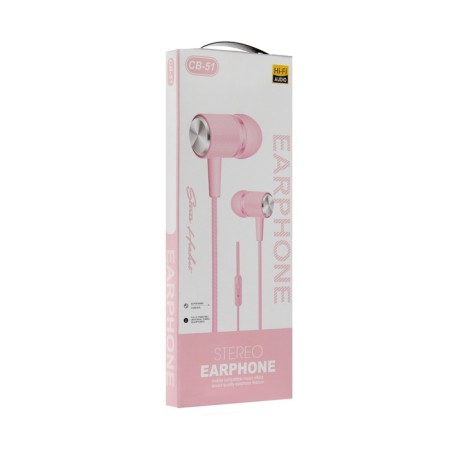 Headphones CB-51, wired, vacuum, microphone, 1 m, jack 3.5 mm, pink-2