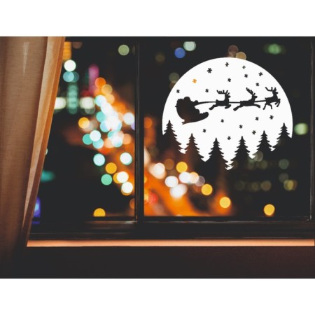 Decorative sticker for windows "Santa against the background of the moon" 37x32 cm