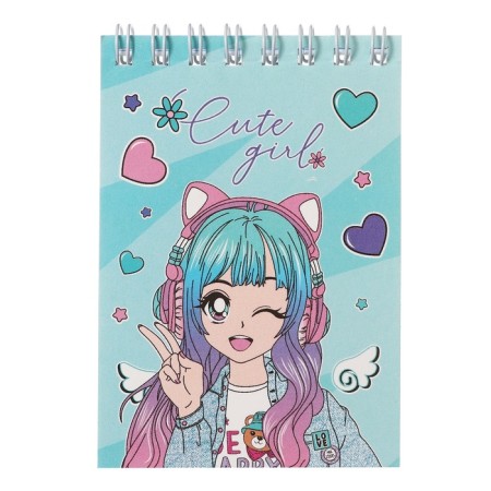 Notepad A7, 40 sheets in a cage on the crest "MIX for Girls", covered cardboard, mix-7