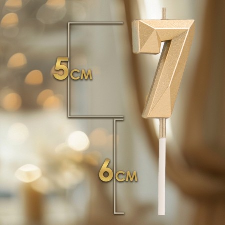 Candle in the cake on the skewer "Almaz", the number "7", champagne, 4.8x2.6 cm-1