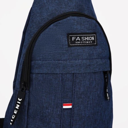 Male sling bag from textiles, headphone opening, blue color-3