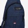 Male sling bag from textiles, headphone opening, blue color