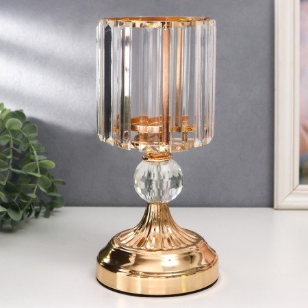 Summary metal, glass for 1 candle "Crystals - facets" gold 27x13x13 cm-2