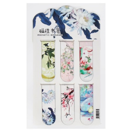 A set of magnetic bookmark for books Calligrata 6 pieces, "Flowers", mix-7