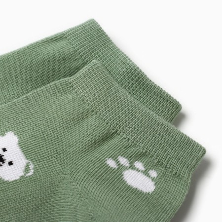 Women's socks shortened "cubs", white/olive color, river 23-25-1