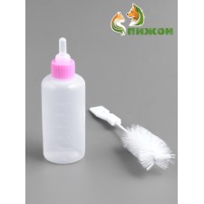 A set for feeding puppies and kittens (a bottle of 60 ml, nipple and ruff), pink