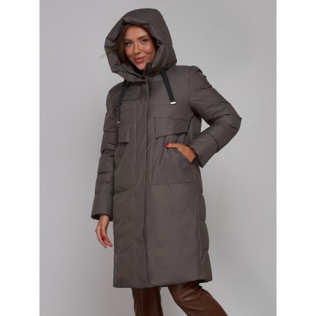 Coat insulated winter female, size 50, dark gray color-6