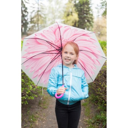 Herbera umbrella, semi-automatic, with whistle, r = 41cm, pink color-4