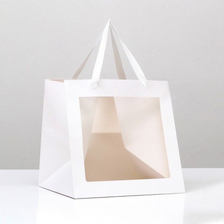 Gift package, craft, with a window, "white", 30 x 30 x 30 cm-1