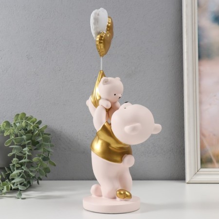 Souvenir Polystone "Bear holds a teddy bear with balls" 10x13x36 cm-1