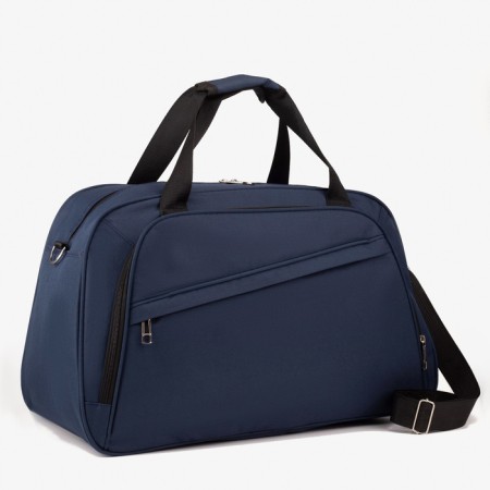 Road bag on lightning, 2 outer pockets, a suitcase holder, a long belt, the color is blue