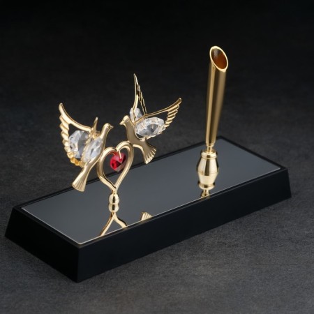 Pen on the stand "Pigeons", 16 × 6 × 19 cm, with crystals-5