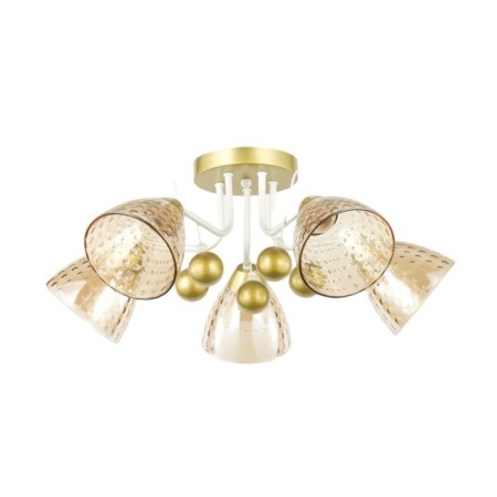 Lamp Ceiling Economy Highlight 12233/5CPGD+WT AMB, 5x60W, E27, 23x60x60 cm, white color