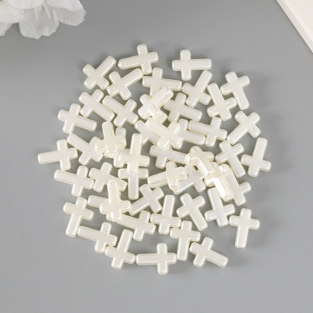Beads for creativity plastic "Pearls" set of 50 pcs white 1.6x1.2x0.5 cm-2