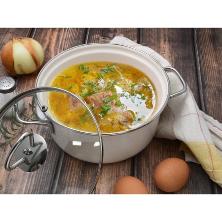 Pan with a lid, pearl color, d = 18 cm-9