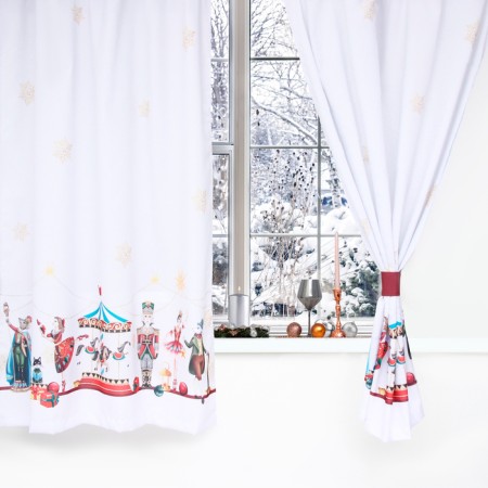 A set of curtains d/kitchen with grabbits "Nutcracker" 145x180cm-2 pcs., 100% p/e