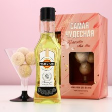Подарочный набор косметики «Самая чудесная», гель для душа 250 мл и бомбочки для ванны 4 шт, ЧИСТОЕ СЧАСТЬЕ