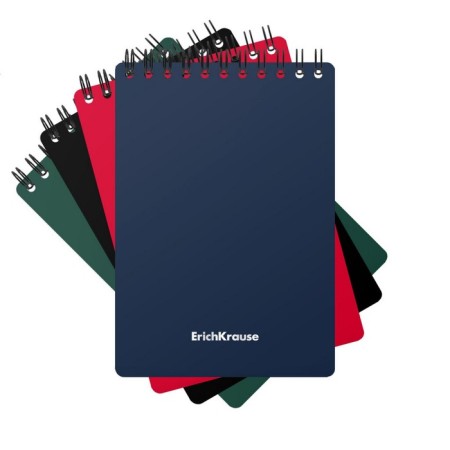 Notepad on the crest A6, 60 sheets, cage, Erichkrause "Classic", plastic cover silk -screen cover, OFSET Belic 100%, OFSET block, MIX