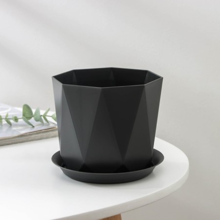 Pot for flowers with a prism palm, 1 l, graphite color-5