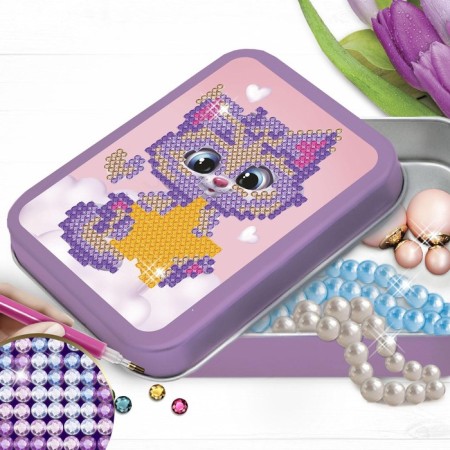 Diamond embroidery on the box "Kitten with a star", 8.5 x 11 cm. Set for creativity-2