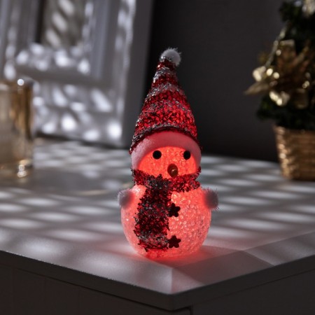 Christmas tree toy "Red Snowman" 8 cm, batteries, glow of multi (RGB)-1
