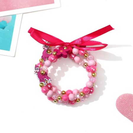 Bracelet Children's "Choselka" 3 threads, llama, pink color