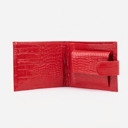 Women's wallet on the Textura button, red color-3