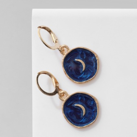 Earms Emal "Art" crescent, blue color in gold-1