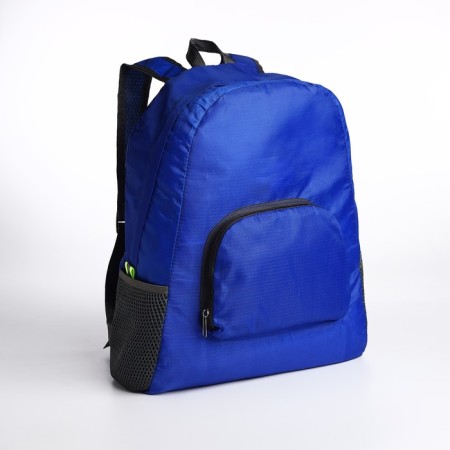 Folding backpack, lightning department, external pocket, 2 side nets, blue color-2