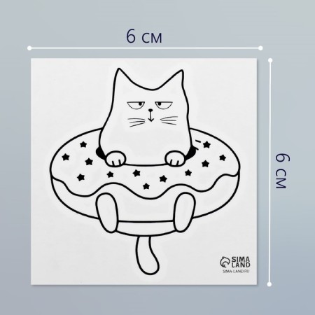 Tattoo on the body Black "Cat Donut" 6x6 cm-1