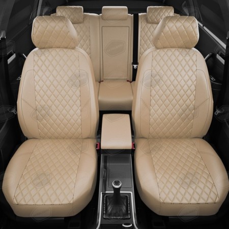 Auto-Cherkhls for Chevrolet Spark 2-3-4 since 2005-2015, hatchback, perforation, eco-leather, beige color-2