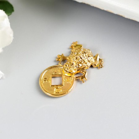 Souvenir Metal "Toad with coin" gold 3x4x1 cm