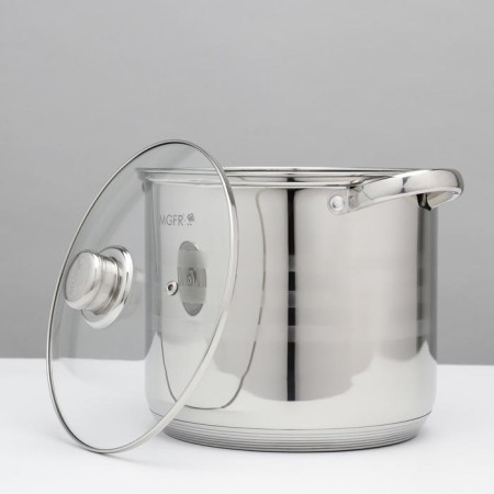 A set of stainless steel pan “Abel”, 4 subjects: 7 l, 9 l, 10 l, 12 l, covers, induction-3
