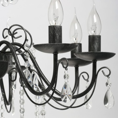 Aurora chandelier, 8x60W E14, black color, silver-4
