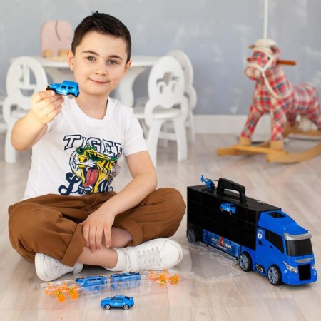 Auto -Vorot Case Givito "Police Plot", with cars, with tunnel, blue color, 51.5 cm-5