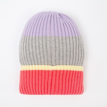 Hat for girls, gray/coral color, size 52-54-2